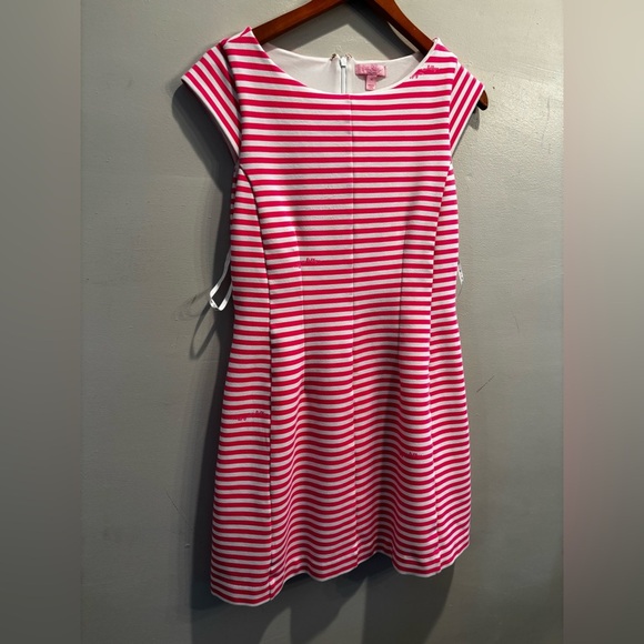 Lilly Pulitzer White and Pink Fit and Flare Mini Dress boat midi medium resort - Picture 16 of 16